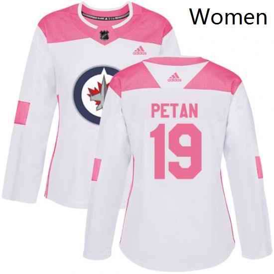 Womens Adidas Winnipeg Jets 19 Nic Petan Authentic WhitePink Fashion NHL Jersey